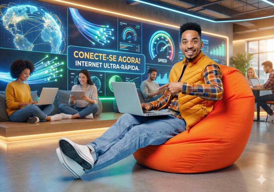 Família assistindo TV com internet Speed Fibra